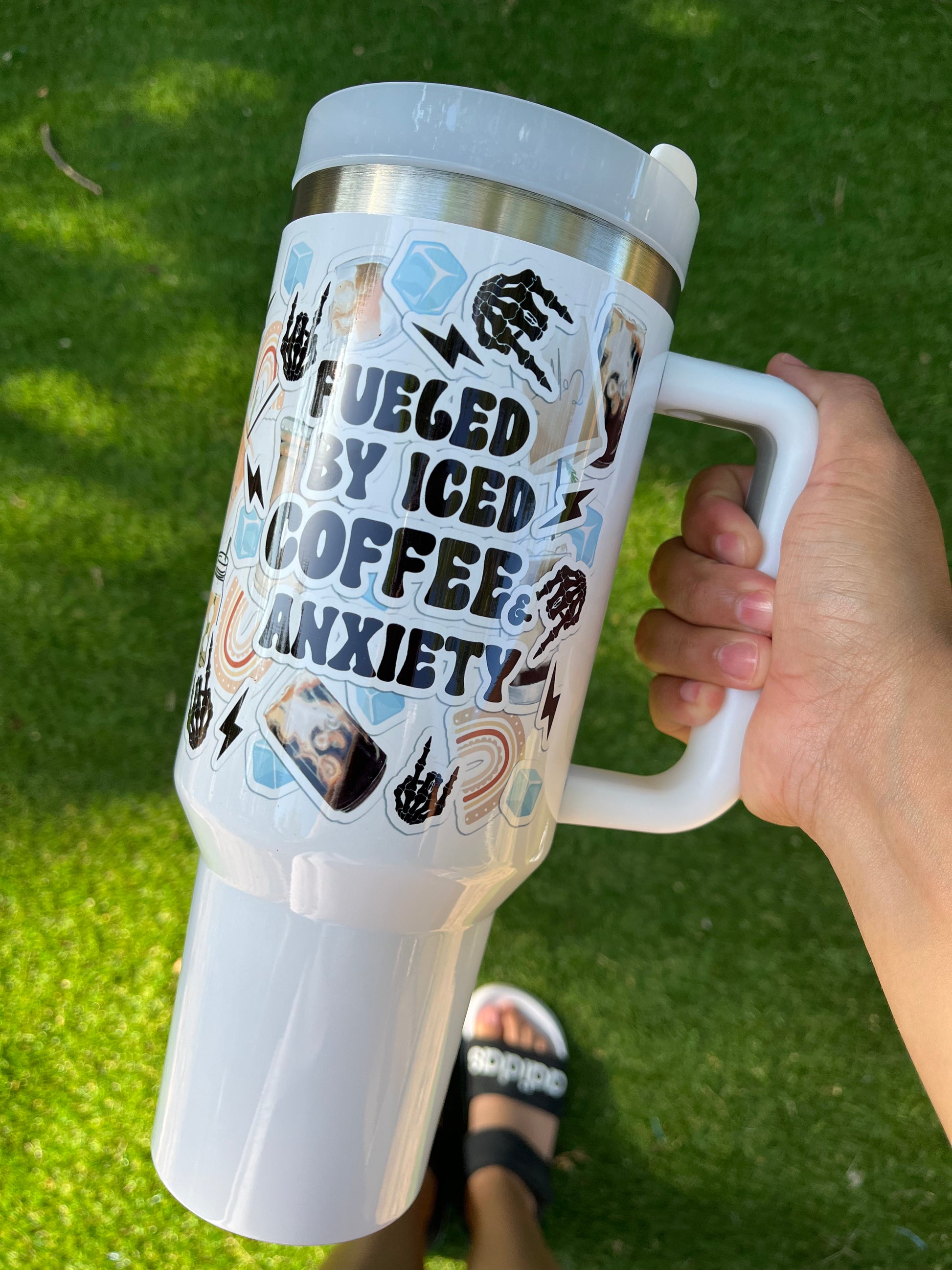 Iced coffee & anxiety 40oz stanley quencher dupe
